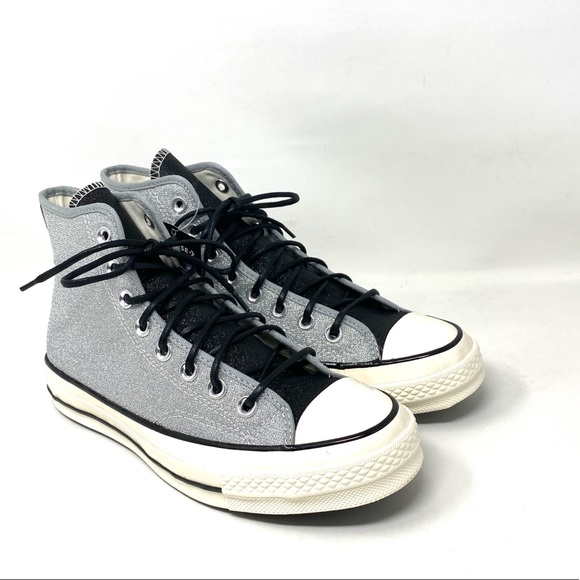 Converse Chuck 70 Sneakers High Top Silver Black Casual Skate Women Size 572038C - Picture 6 of 8